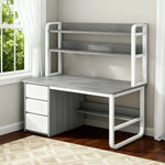 LIVARA Bookshelf Frame 2-in-1 100/120cm Desk Panels, Design, Space-Saving Thickened - Steel Computer Grey