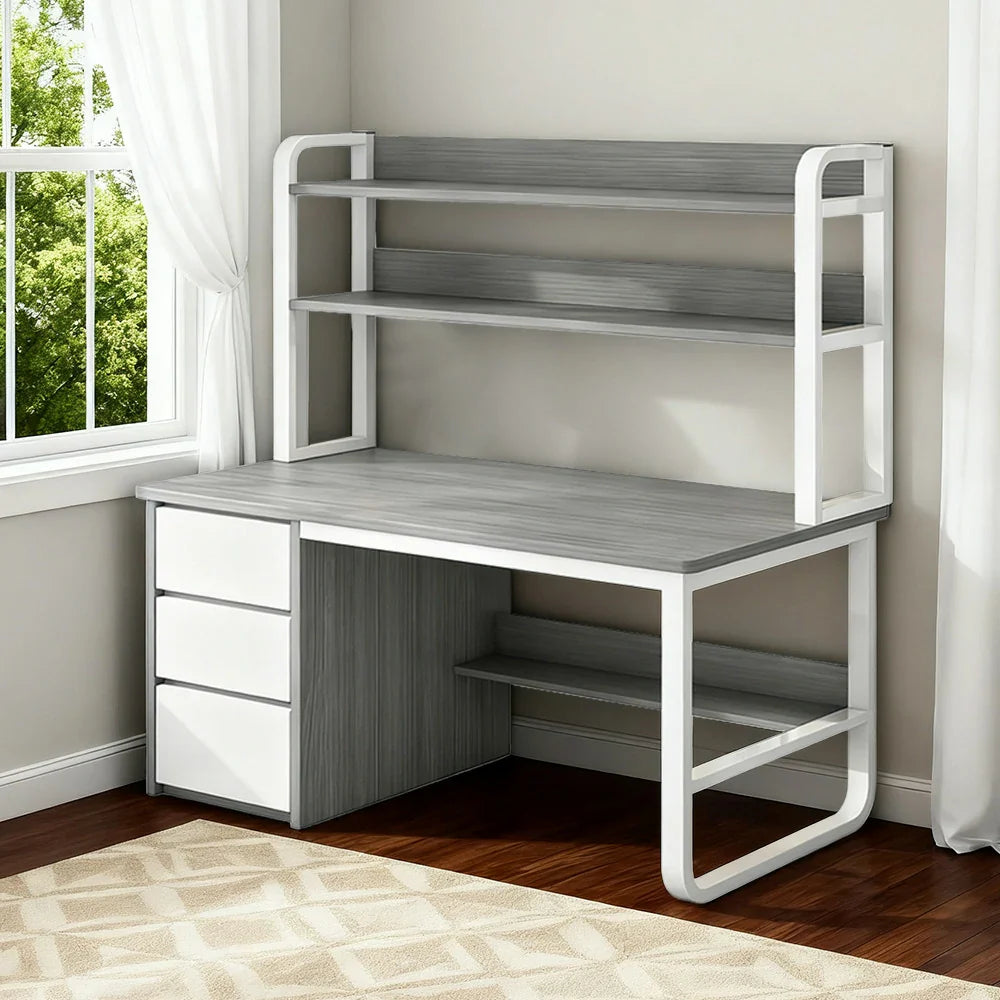 LIVARA Bookshelf Frame 2-in-1 100/120cm Desk Panels, Design, Space-Saving Thickened - Steel Computer Grey