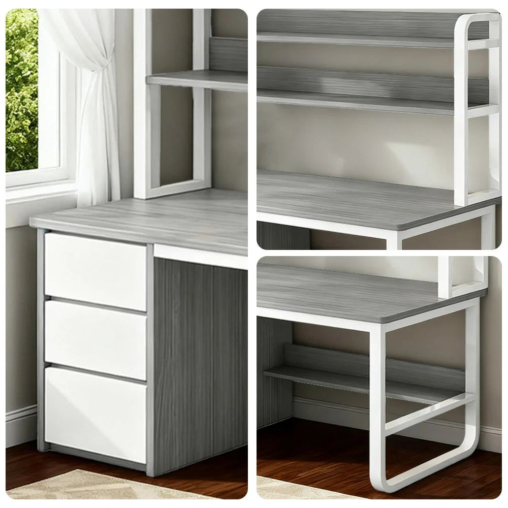 LIVARA Bookshelf Frame 2-in-1 100/120cm Desk Panels, Design, Space-Saving Thickened - Steel Computer Grey