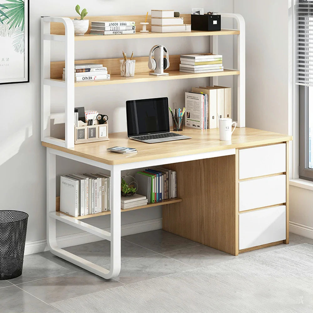 LIVARA Bookshelf Panels, Frame Computer Steel Thickened Desk Design, 100/120/140cm Space-Saving 2-in-1 - Wood