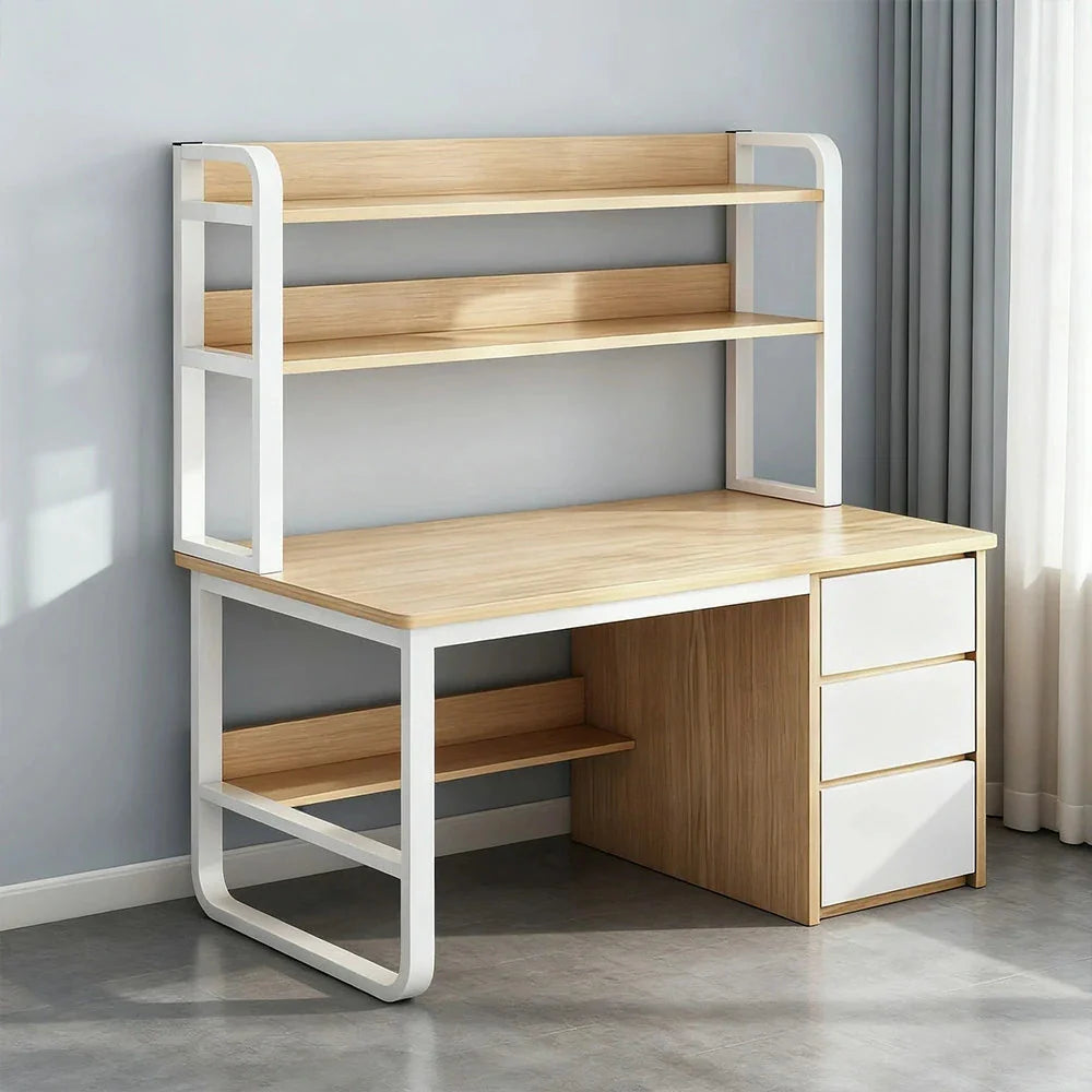 LIVARA Bookshelf Panels, Frame Computer Steel Thickened Desk Design, 100/120/140cm Space-Saving 2-in-1 - Wood