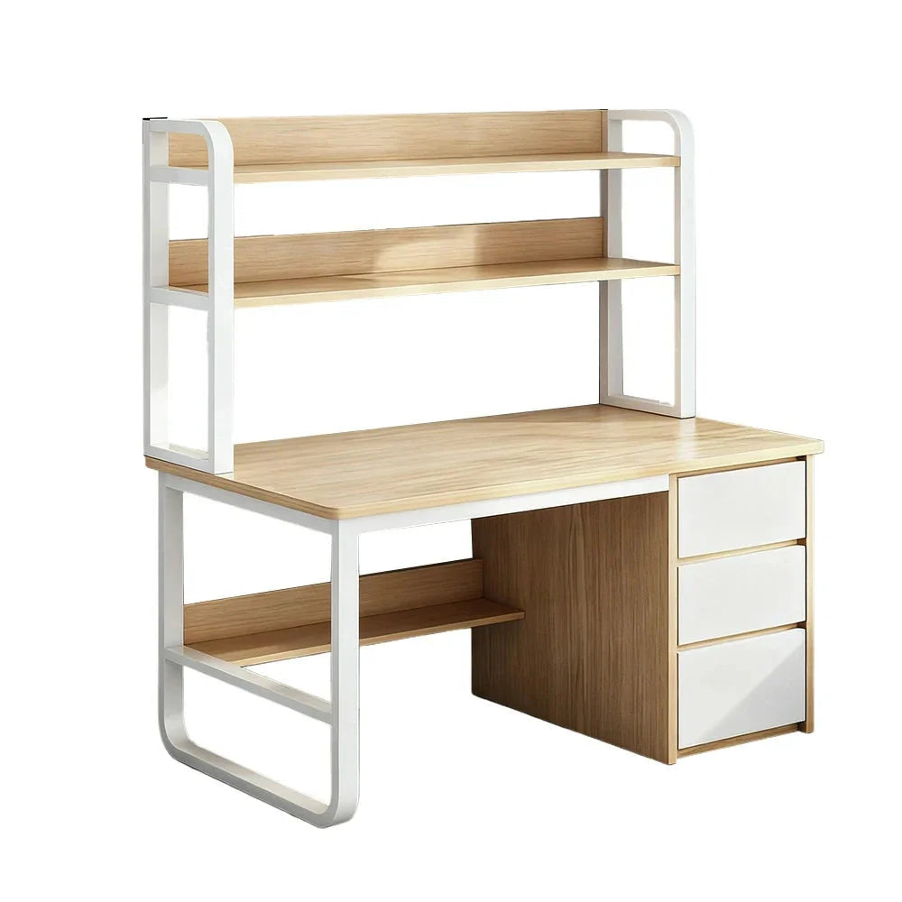 LIVARA Bookshelf Panels, Frame Computer Steel Thickened Desk Design, 100/120/140cm Space-Saving 2-in-1 - Wood