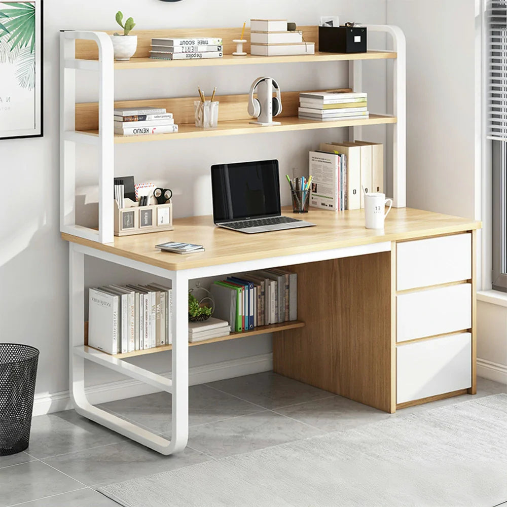 LIVARA Bookshelf Panels, Frame Computer Steel Thickened Desk Design, 100/120/140cm Space-Saving 2-in-1 - Wood