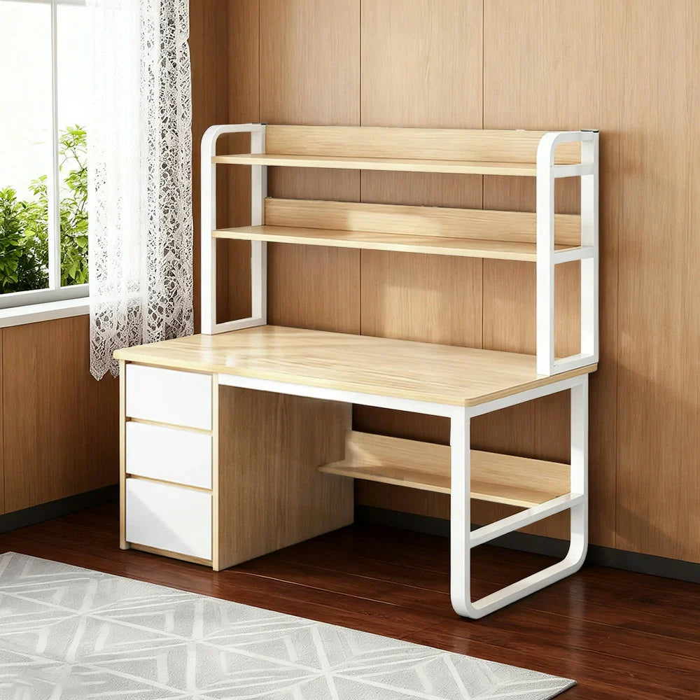 LIVARA Bookshelf Panels, Frame Computer Steel Thickened Desk Design, 100/120/140cm Space-Saving 2-in-1 - Wood