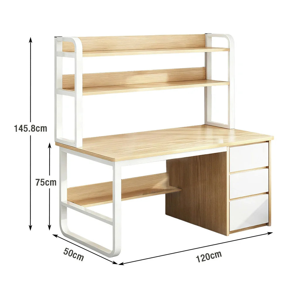 LIVARA Bookshelf Panels, Frame Computer Steel Thickened Desk Design, 100/120/140cm Space-Saving 2-in-1 - Wood