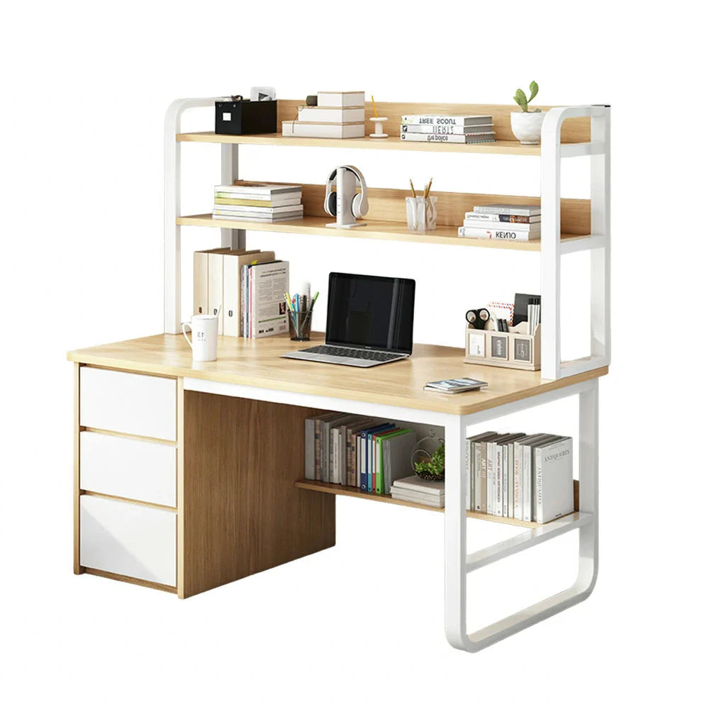 LIVARA Bookshelf Panels, Frame Computer Steel Thickened Desk Design, 100/120/140cm Space-Saving 2-in-1 - Wood