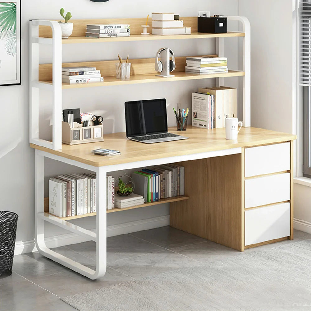 LIVARA Bookshelf Panels, Frame Computer Steel Thickened Desk Design, 100/120/140cm Space-Saving 2-in-1 - Wood