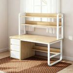 LIVARA Bookshelf Panels, Frame Computer Steel Thickened Desk Design, 100/120/140cm Space-Saving 2-in-1 - Wood