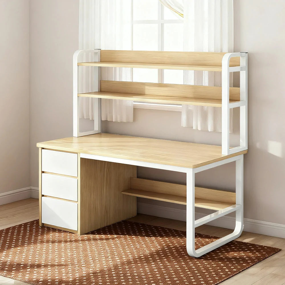 LIVARA Bookshelf Panels, Frame Computer Steel Thickened Desk Design, 100/120/140cm Space-Saving 2-in-1 - Wood