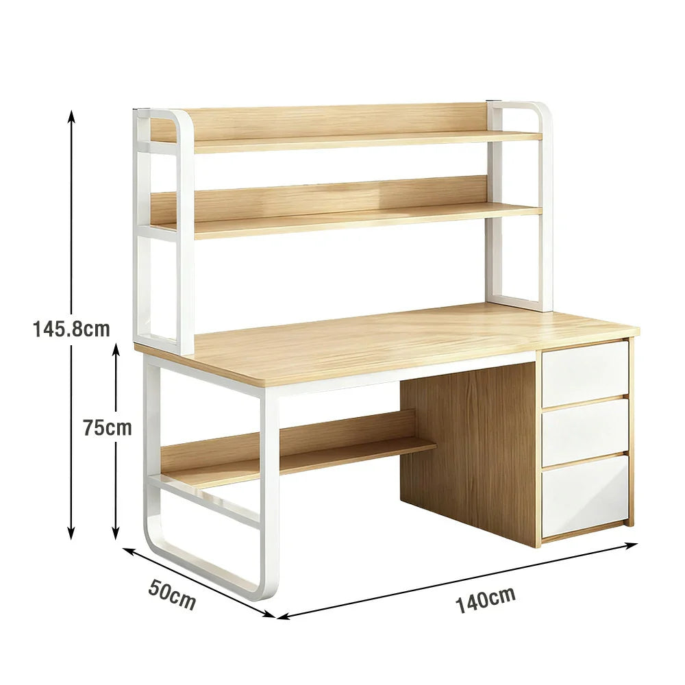LIVARA Bookshelf Panels, Frame Computer Steel Thickened Desk Design, 100/120/140cm Space-Saving 2-in-1 - Wood