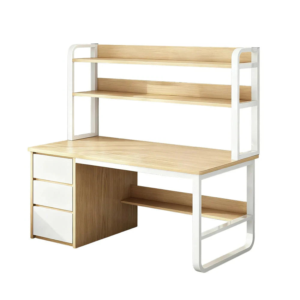 LIVARA Bookshelf Panels, Frame Computer Steel Thickened Desk Design, 100/120/140cm Space-Saving 2-in-1 - Wood