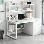 LIVARA Bookshelf - Thickened Design, Desk Steel Frame 2-in-1 Computer Panels, 100/120/140cm Space-Saving White