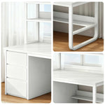 LIVARA Bookshelf - Thickened Design, Desk Steel Frame 2-in-1 Computer Panels, 100/120/140cm Space-Saving White