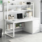 LIVARA Bookshelf - Thickened Design, Desk Steel Frame 2-in-1 Computer Panels, 100/120/140cm Space-Saving White