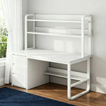 LIVARA Bookshelf - Thickened Design, Desk Steel Frame 2-in-1 Computer Panels, 100/120/140cm Space-Saving White