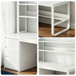 LIVARA Bookshelf - Thickened Design, Desk Steel Frame 2-in-1 Computer Panels, 100/120/140cm Space-Saving White