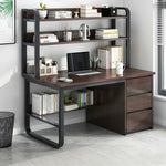 LIVARA Bookshelf Steel Frame Space-Saving 2-in-1 Computer Design, - Thickened 100/120/140cm Panels, Desk Walnut