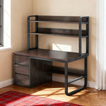 LIVARA Bookshelf Steel Frame Space-Saving 2-in-1 Computer Design, - Thickened 100/120/140cm Panels, Desk Walnut