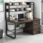 LIVARA Bookshelf Steel Frame Space-Saving 2-in-1 Computer Design, - Thickened 100/120/140cm Panels, Desk Walnut