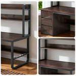 LIVARA Bookshelf Steel Frame Space-Saving 2-in-1 Computer Design, - Thickened 100/120/140cm Panels, Desk Walnut