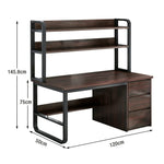 LIVARA Bookshelf Steel Frame Space-Saving 2-in-1 Computer Design, - Thickened 100/120/140cm Panels, Desk Walnut