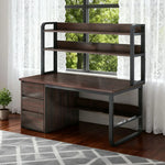 LIVARA Bookshelf Steel Frame Space-Saving 2-in-1 Computer Design, - Thickened 100/120/140cm Panels, Desk Walnut