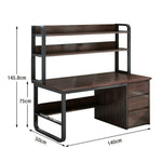 LIVARA Bookshelf Steel Frame Space-Saving 2-in-1 Computer Design, - Thickened 100/120/140cm Panels, Desk Walnut