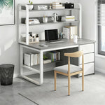 LIVARA Bookshelf Set Office Design, 100/120/140cm Desk Chair Thickened Panels, and 2-in-1 - Steel Frame Space-Saving Grey