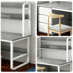 LIVARA Bookshelf Set Office Design, 100/120/140cm Desk Chair Thickened Panels, and 2-in-1 - Steel Frame Space-Saving Grey