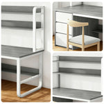 LIVARA Bookshelf Set Office Design, 100/120/140cm Desk Chair Thickened Panels, and 2-in-1 - Steel Frame Space-Saving Grey