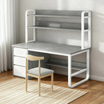 LIVARA Bookshelf Set Office Design, 100/120/140cm Desk Chair Thickened Panels, and 2-in-1 - Steel Frame Space-Saving Grey