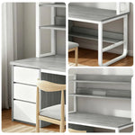 LIVARA Bookshelf Set Office Design, 100/120/140cm Desk Chair Thickened Panels, and 2-in-1 - Steel Frame Space-Saving Grey