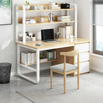 LIVARA Bookshelf 2-in-1 Office Design, Space-Saving 100/120/140cm Frame Set Desk Panels, Chair and Steel - Thickened Wood