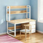 LIVARA Bookshelf 2-in-1 Office Design, Space-Saving 100/120/140cm Frame Set Desk Panels, Chair and Steel - Thickened Wood