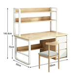LIVARA Bookshelf 2-in-1 Office Design, Space-Saving 100/120/140cm Frame Set Desk Panels, Chair and Steel - Thickened Wood