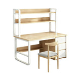 LIVARA Bookshelf 2-in-1 Office Design, Space-Saving 100/120/140cm Frame Set Desk Panels, Chair and Steel - Thickened Wood