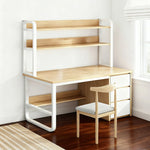 LIVARA Bookshelf 2-in-1 Office Design, Space-Saving 100/120/140cm Frame Set Desk Panels, Chair and Steel - Thickened Wood