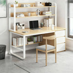 LIVARA Bookshelf 2-in-1 Office Design, Space-Saving 100/120/140cm Frame Set Desk Panels, Chair and Steel - Thickened Wood