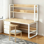 LIVARA Bookshelf 2-in-1 Office Design, Space-Saving 100/120/140cm Frame Set Desk Panels, Chair and Steel - Thickened Wood