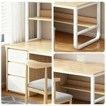 LIVARA Bookshelf 2-in-1 Office Design, Space-Saving 100/120/140cm Frame Set Desk Panels, Chair and Steel - Thickened Wood