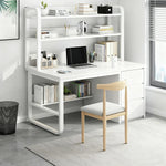 LIVARA Bookshelf Chair Design, Steel Set Office Frame 100/120/140cm Desk Thickened Space-Saving - Panels, 2-in-1 and White