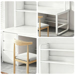 LIVARA Bookshelf Chair Design, Steel Set Office Frame 100/120/140cm Desk Thickened Space-Saving - Panels, 2-in-1 and White