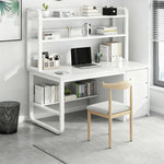LIVARA Bookshelf Chair Design, Steel Set Office Frame 100/120/140cm Desk Thickened Space-Saving - Panels, 2-in-1 and White