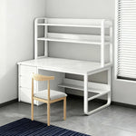 LIVARA Bookshelf Chair Design, Steel Set Office Frame 100/120/140cm Desk Thickened Space-Saving - Panels, 2-in-1 and White