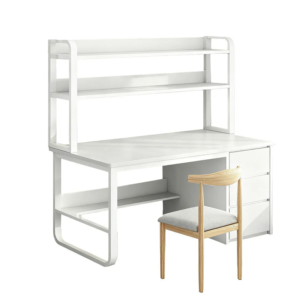 LIVARA Bookshelf Chair Design, Steel Set Office Frame 100/120/140cm Desk Thickened Space-Saving - Panels, 2-in-1 and White