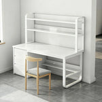 LIVARA Bookshelf Chair Design, Steel Set Office Frame 100/120/140cm Desk Thickened Space-Saving - Panels, 2-in-1 and White