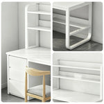 LIVARA Bookshelf Chair Design, Steel Set Office Frame 100/120/140cm Desk Thickened Space-Saving - Panels, 2-in-1 and White