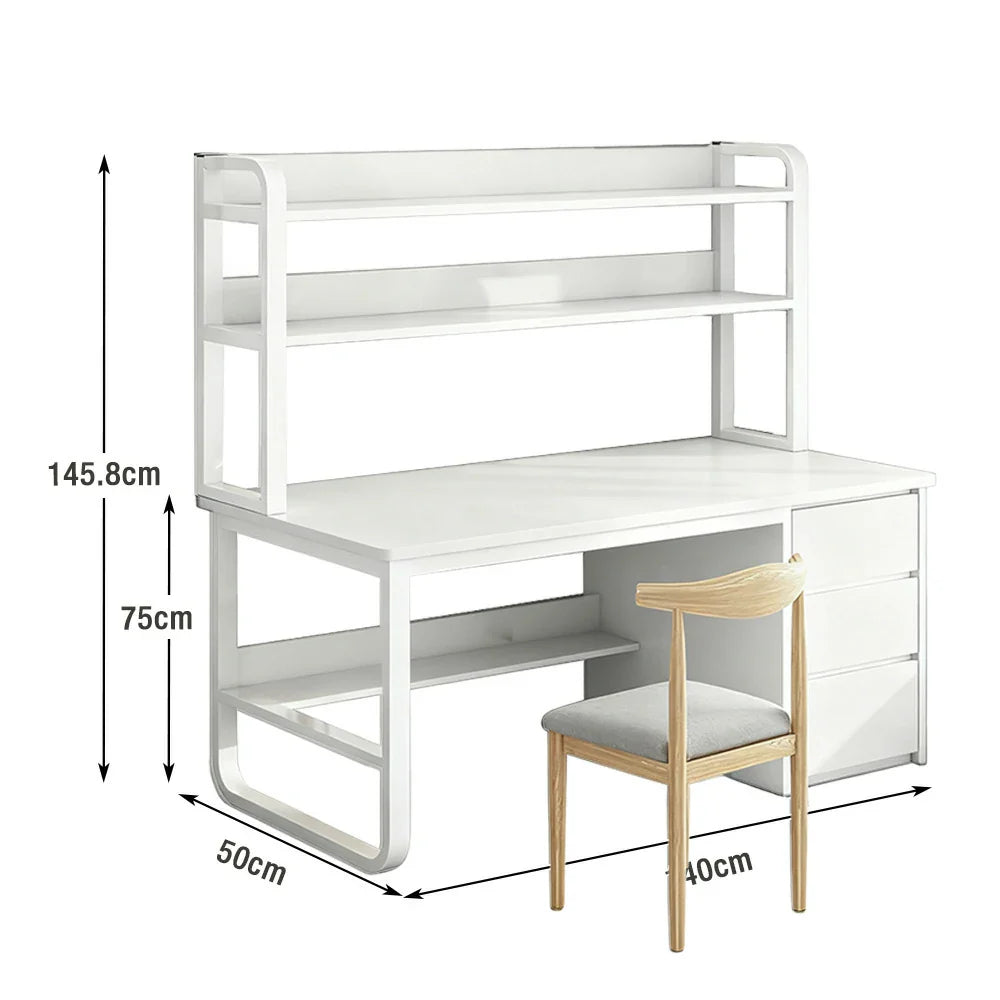 LIVARA Bookshelf Chair Design, Steel Set Office Frame 100/120/140cm Desk Thickened Space-Saving - Panels, 2-in-1 and White