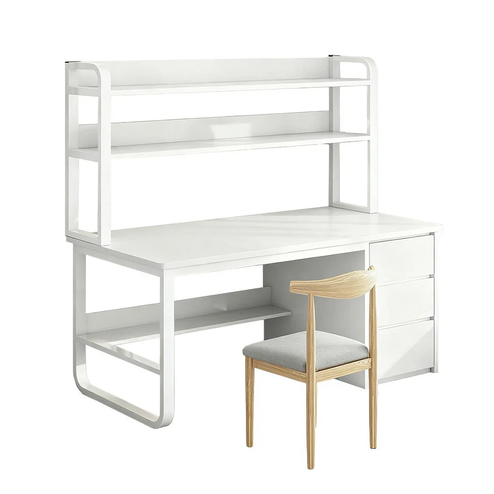 LIVARA Bookshelf Chair Design, Steel Set Office Frame 100/120/140cm Desk Thickened Space-Saving - Panels, 2-in-1 and White