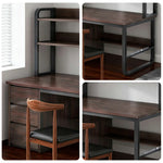 LIVARA Bookshelf Office Steel Space-Saving Panels, and 2-in-1 - Desk Design, Frame 100/120/140cm Set Chair Thickened Walunt